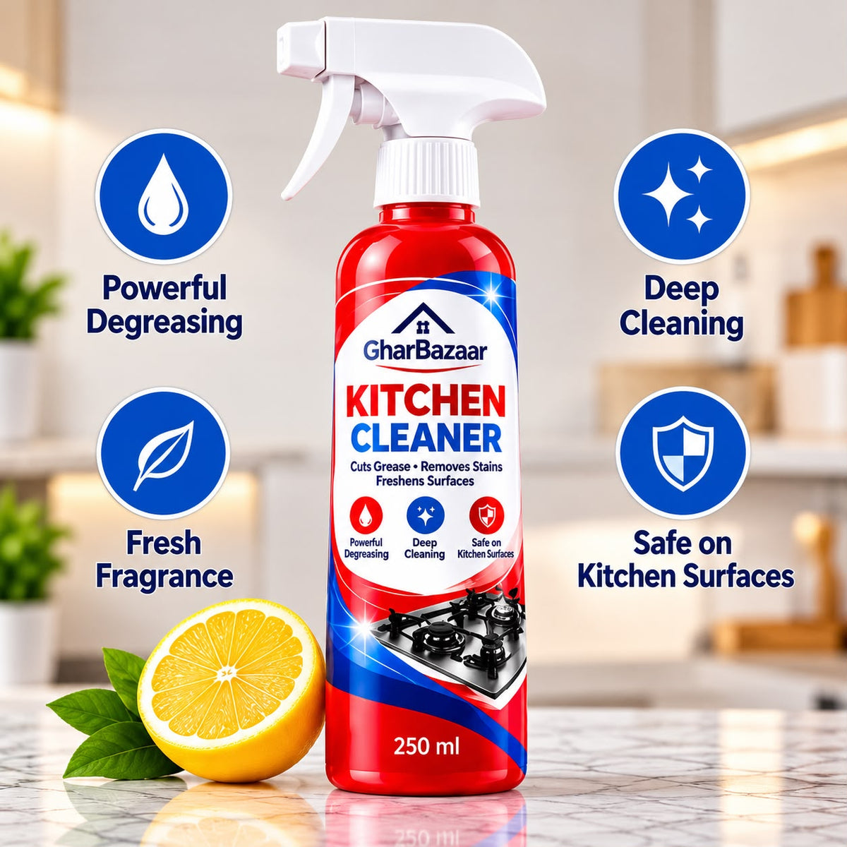 GharBazaar Kitchen Cleaner Spray ā Grease & Stain Remover (250ml)