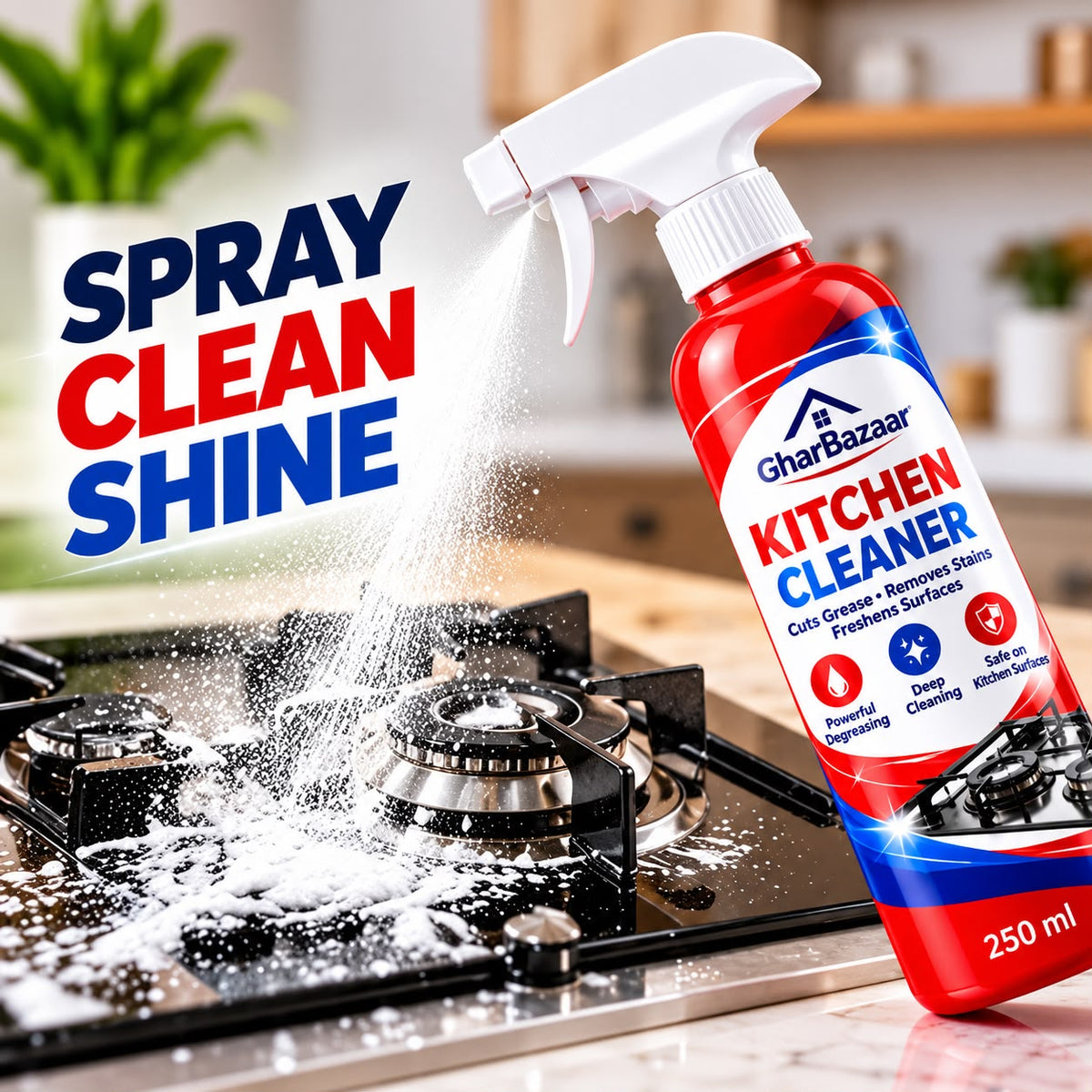 GharBazaar Kitchen Cleaner Spray ā Grease & Stain Remover (250ml)