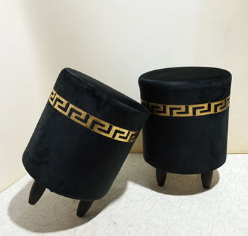 Ottoman LV Pinted Velvet Stool