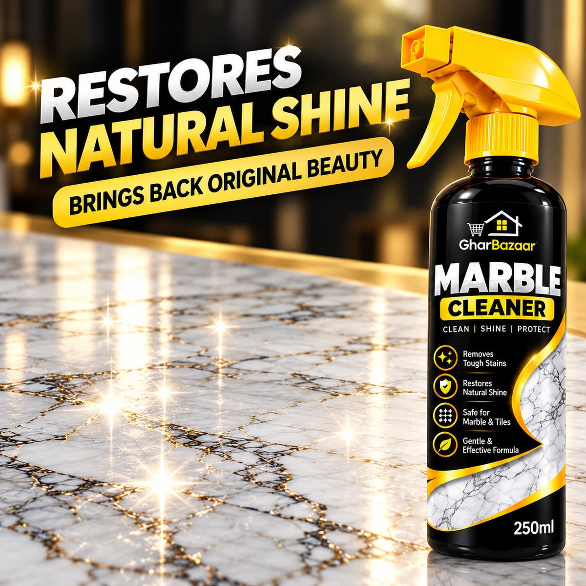 GharBazaar Marble Cleaner Spray – Clean, Shine & Protect (250ml)