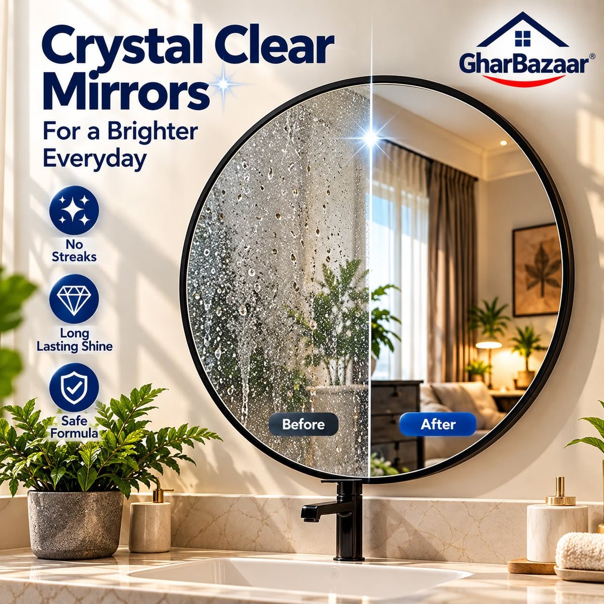 GharBazaar Glass Cleaner Spray – Streak-Free Shine (250ml)