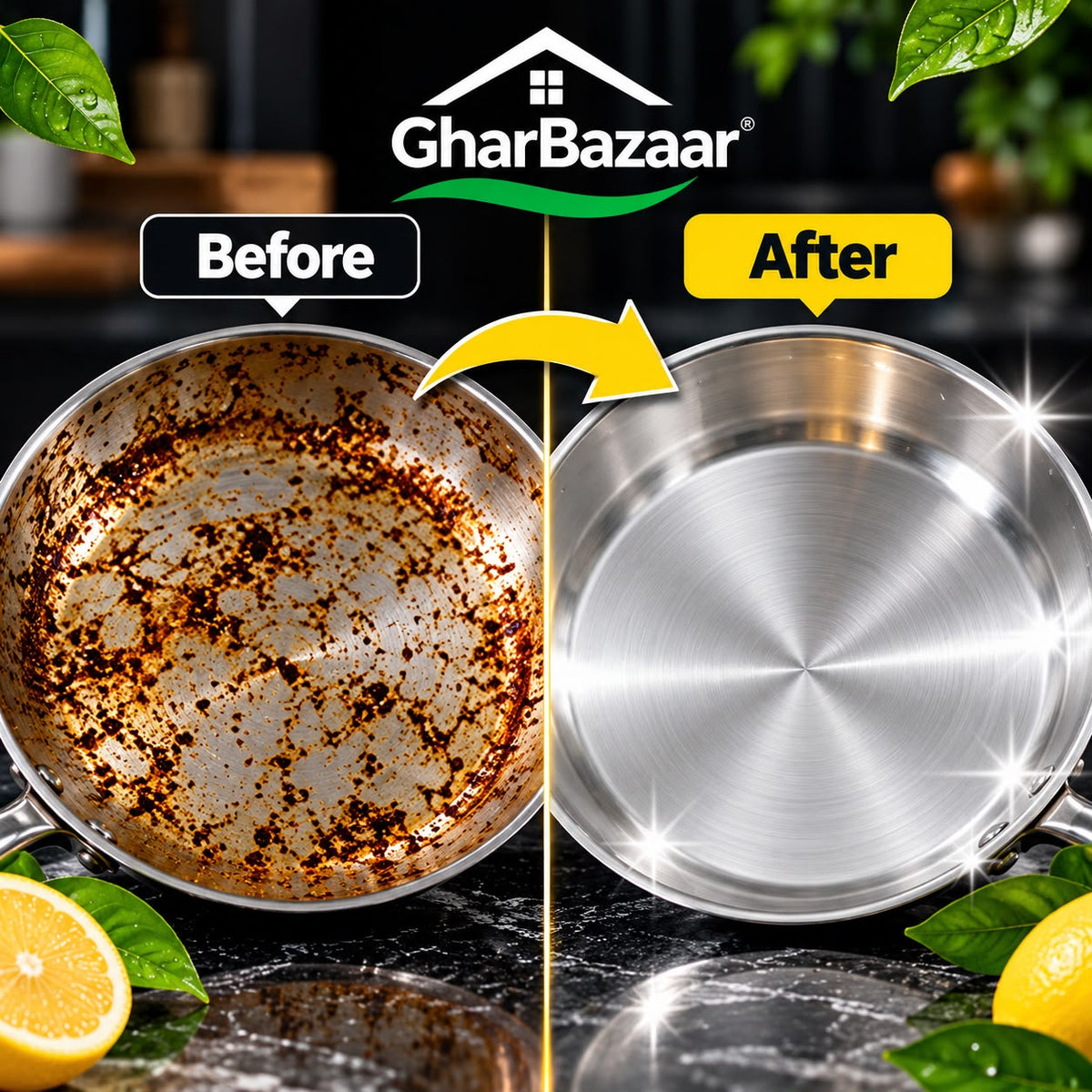 GharBazaar Dish Wash Cleaner – Lemon Fresh, Tough on Grease, Gentle on Hands (250ml)