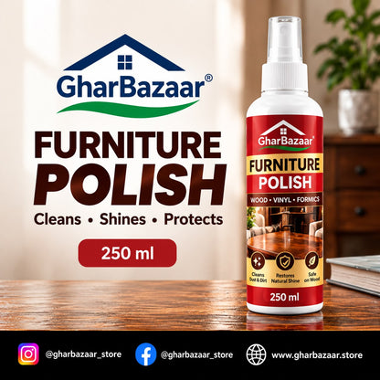 GharBazaar Furniture Polish Spray 250ml – Wood Cleaner, Shine & Dust Remover